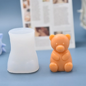 3D Sitting Bear Silicone Mold For DIY Handmade Aroma Candle Plaster Soap Cake Chocolate Baking Cute Korean Ins Style