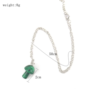Detail shot of 2cm malachite pattern mushroom pendant with 50cm silver chain specs