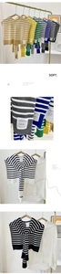 Detailed close-up of striped knit shawl fabric texture and various color options