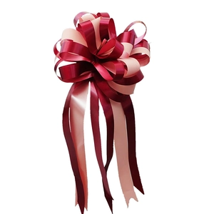 Elegant large burgundy and light pink satin ribbon bow for wedding car mirrors