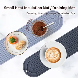 Silicone heat resistant drying mats in grey with non-slip ridges for kitchen counters