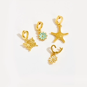 Détails des pendentifs en argent S925 avec papillon, étoile de mer et fleurs émaillées