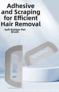 Macro detail of ergonomic pet hair removal brushes in D-shape and rectangular design