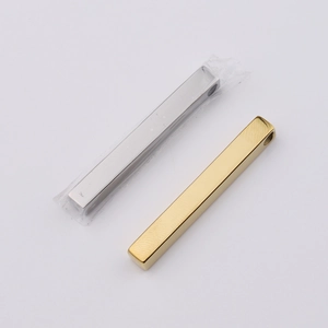 Polished silver and gold rectangular vertical bar pendants for custom engraving