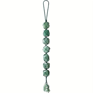 Groene natuursteen kristallen hanger met handgeweven touw en kwastjes voor decoratie