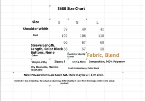 Tableau des tailles pour ensemble veste vintage zippée et pantalon femme avec dimensions