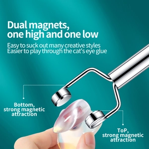 Dual-head magnetic tool for cat-eye nail art with strong cylindrical silver magnets