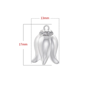 Lily of the Valley silver pendant with cubic zirconia, 13mm by 17mm size dimensions