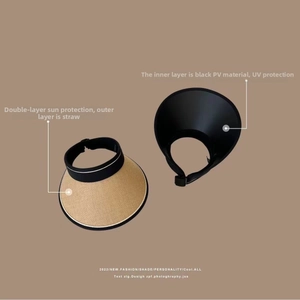 Detailed view of the straw-woven sun hat with a protective black UPF50+ inner PV lining
