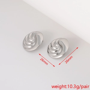 Detailed view of silver flower stud earrings with 26mm size measurements and weight
