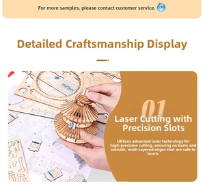 Close-up of laser-cut 3D wooden aircraft puzzle with smooth edges and precise slots