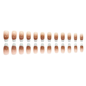 24 faux ongles longs cercueil avec un dégradé français élégant de rose à blanc