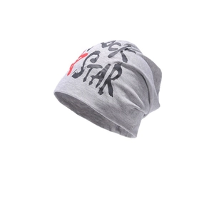 Grijze gebreide muts met Rock Star graffiti print voor heren en dames