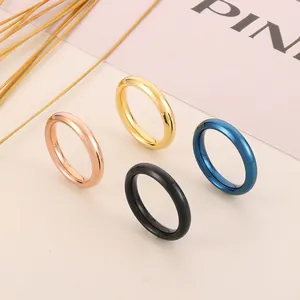Anello A Fascia Minimalista In Acciaio Inossidabile Lucidato Superficie Liscia Gioielli Di Moda Per Uomo E Donna