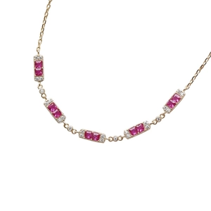 Elegant 18K gold S925 silver bracelet featuring pink rectangular gemstones and diamonds