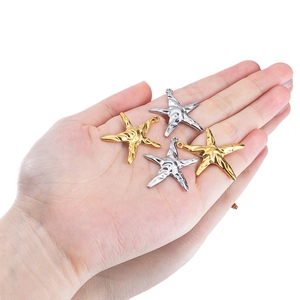 Starfish charms in gold and silver finish for DIY jewelry necklaces and bracelets
