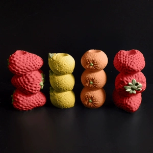 Stampo in silicone per portacandele con fragole, limoni e arance impilati a forma di frutta