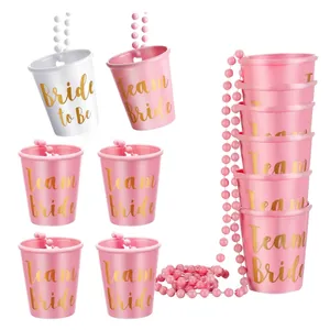Plastic Bead Chain Shot Glass Necklace For Bachelorette Party Bridal Shower Wedding Fun Hanging Decoration Bride Squad