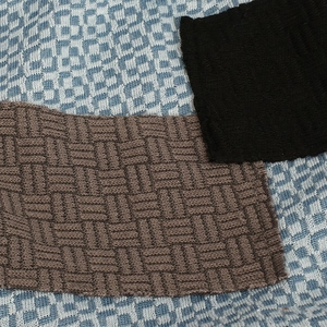 Berretto in maglia stile giapponese con motivo a scacchi e spessa trama intrecciata