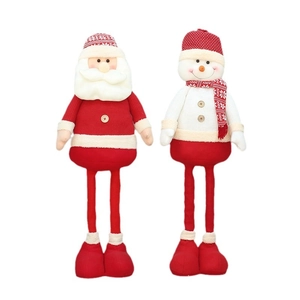 38-inch telescopic Christmas Santa and snowman dolls with red knit outfits for decor