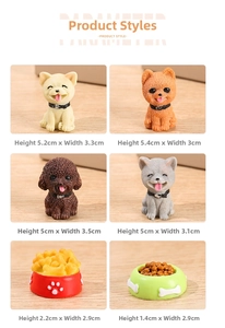 Miniature puppy figurines and dog bowls set for creative micro landscape garden decor