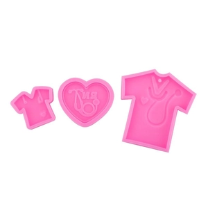 Pink silicone heart and T-shirt molds with nurse stethoscope design for DIY crafts