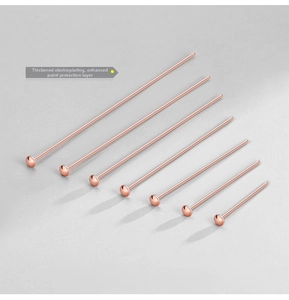 Macro view of rose gold S925 silver ball pins with premium plated protective layer