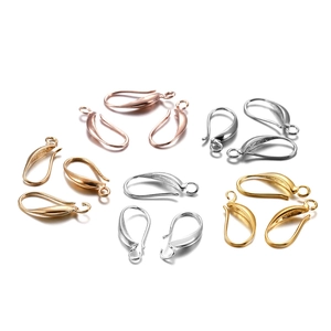 Detail of copper teardrop earring hooks in gold, silver and rose gold finishes