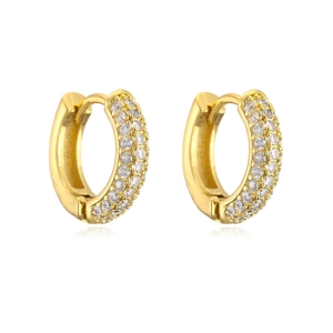 18K gold plated hoop earrings with micro-p镶 pave zircon in a vintage geometric style