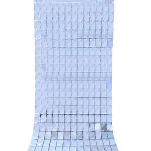 Sparkling silver square sequin fringe curtain backdrop for birthday party and wedding decor