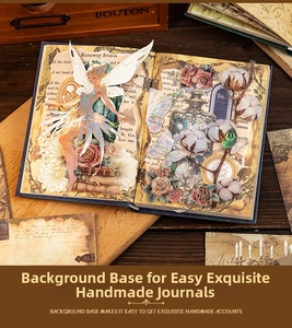 Detail of vintage European paper materials featuring gold foil, roses, and fairies