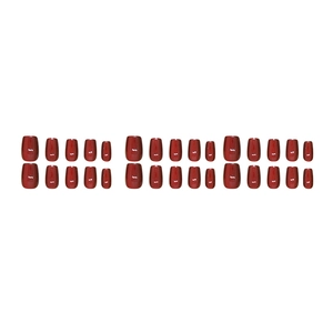 Deep cherry red cat eye press-on nails in short T-shape style on a white background