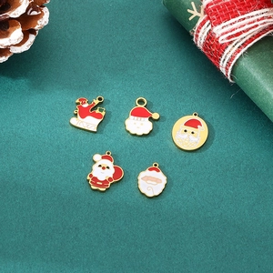 DIY Christmas series enamel charms featuring Santa Claus icons for jewelry making