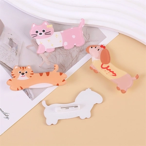 Cartoon dachshund dog and cat acrylic brooches set for backpacks and clothing