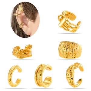 Ear Cuffs Non Piercing Copper Metal Textured C Shape Cartilage Earrings For Women Fashion Jewelry
