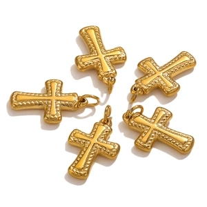 Cross Pendants Stainless Steel Mirror Polished Beaded Edge For DIY Necklace Bracelet Jewelry Making Religious Charms