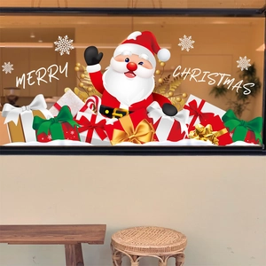 Adesivi natalizi per finestre con Babbo Natale, scatole regalo e fiocchi per decorazioni