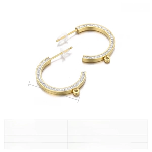 Detailed view of 30mm stainless steel gold hoop earrings with sparkling rhinestones
