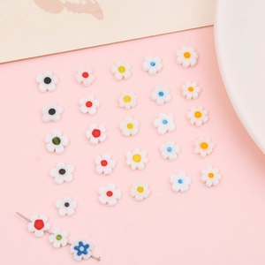 Mini white millefiori flower glass beads for DIY handmade jewelry and bracelet making