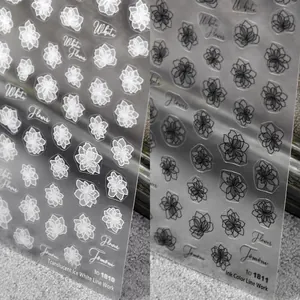 Nail Art Stickers Ultra Thin Adhesive Flower Rose Patterns Japanese Style Semi Transparent Manicure Decorations