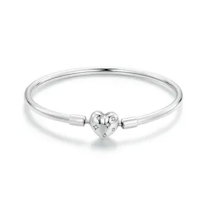 925 Sterling Silver Starry Heart Charm Bracelet For Women Simple Oxidized Zirconia Inlay Fashion Commute Hand Jewelry Gift