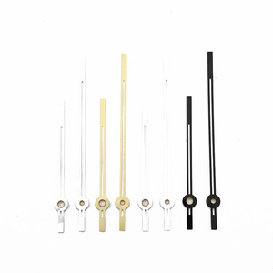 Aluminum clock hands set in silver gold white and black with minimalist cutout design