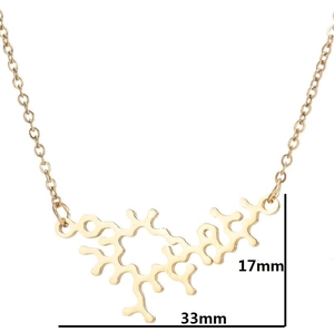 Goldene Halskette aus Edelstahl mit chemischem Molekülanhänger, Maße 33 mm x 17 mm