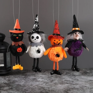 Halloween Hanging Plush Ornaments Pumpkin Witch Ghost Black Cat Fabric For Party Home Decoration