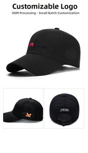 Detail of lightweight quick-dry mesh baseball cap featuring laser-cut ventilation holes
