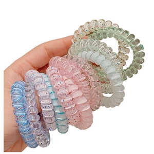 Colorful spiral telephone cord hair ties set in macaron shades for high elasticity