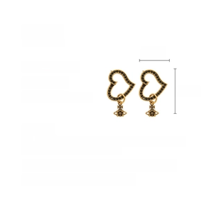 Detailed measurement showing 2.9cm height and 1.7cm width for the dark zircon earrings
