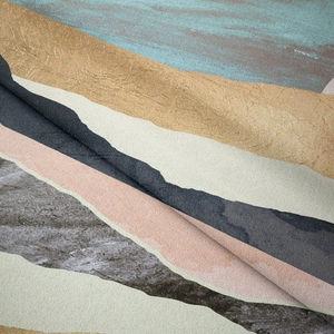 Detailed macro view showing the soft texture and abstract marble patterns of the tapestry fabric