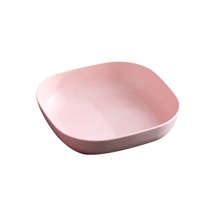 Pink square fruit plate with gold rim and speckled texture for elegant home serving