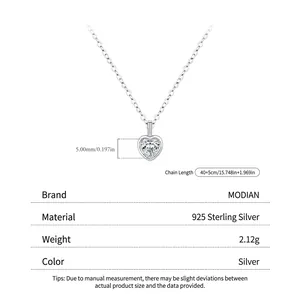 Collier minimaliste en argent sterling 925 avec pendentif en cœur et pierre scintillante